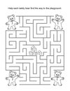 Maze game for kids with teddy bears and playground